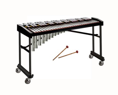 Marimba, Afrika müzik aleti, ksilofon çeşitliliği, gerçekçi çizim, beyaz arka planda izole görüntü