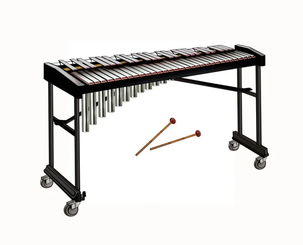 Marimba African Musical Instrument Xylophone Variety Realistic Drawing Isolated Image — Stock Photo, Image
