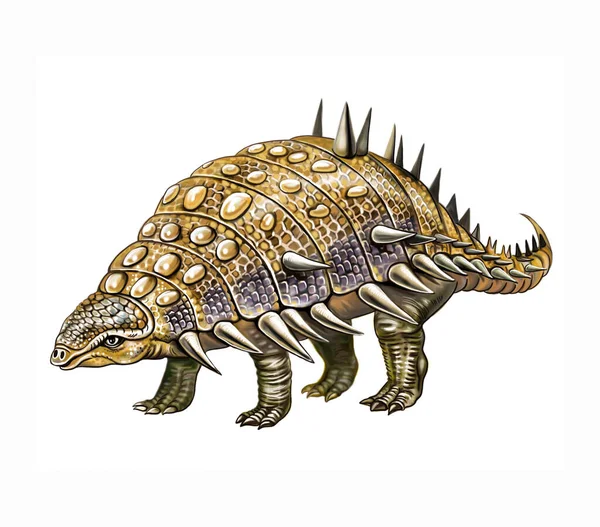 Nodoszaurusz Kréta Mezozoikus Dinoszaurusz Reális Rajz Elszigetelt Kép Fehér Alapon — Stock Fotó