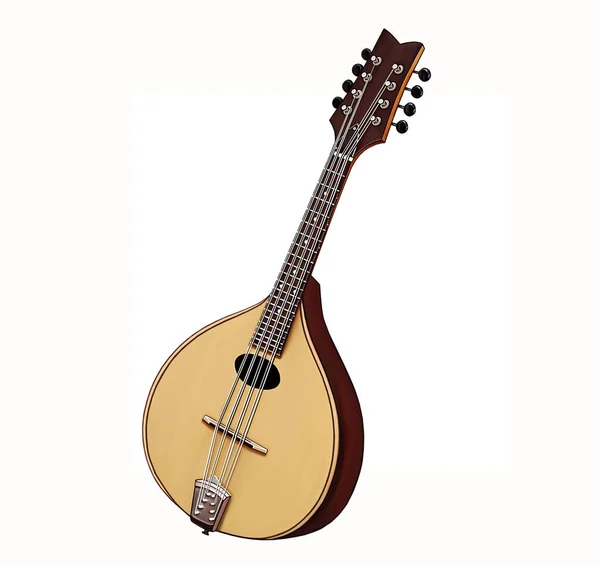 Mandolin Italian Musical Instrument Four Double Metal Strings Illustration Realistic — Stock Photo, Image