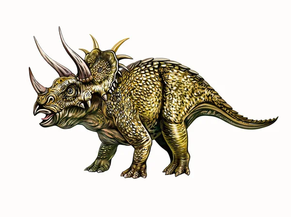 Tricératops Dinosaure Herbivore Famille Des Cératopsidés Période Crétacée Mésozoïque Dessin — Photo