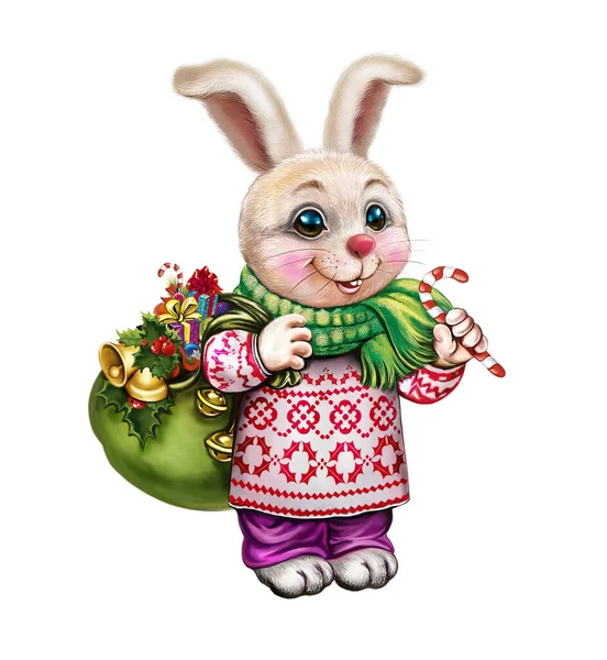 Funny Cartoon Hare Bunny Symbol 2023 According Chinese Calendar Merry — Stockfoto