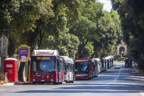 Roma Italia Junio 2022 Fila Autobuses Para Transporte Urbano Turístico — Foto de Stock