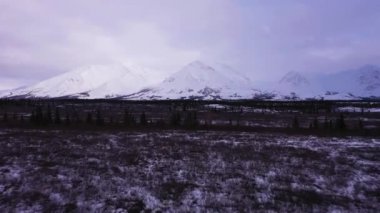 Alaska 'nın kışın manzarası. ABD. Hava Görünümü