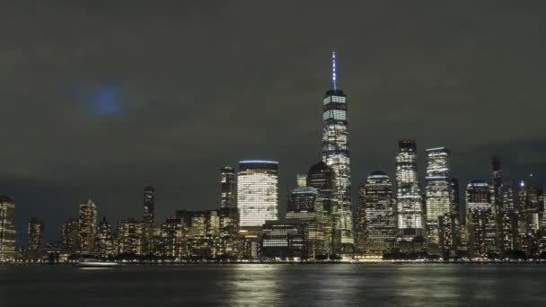 Manhattan Urban Skyline v noci. New York City, USA — Stock video