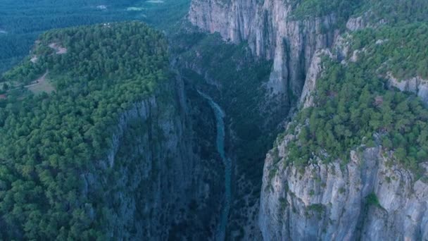 Tazi Canyon Turkey Morning Twilight Blue Hour Aerial View Drone — Stok video