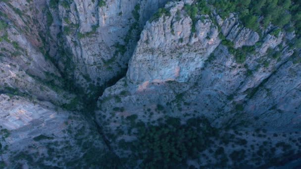 Cliffs Tazi Canyon Turkey Morning Twilight Blue Hour Aerial Vertical — Stock video