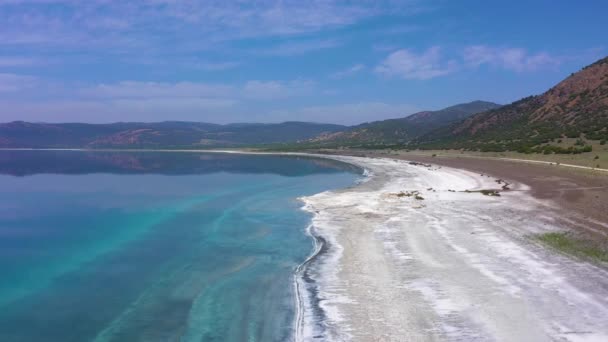 Lake Salda Sunny Day Coastline Crater Lake Burdur Province Turkey — ストック動画