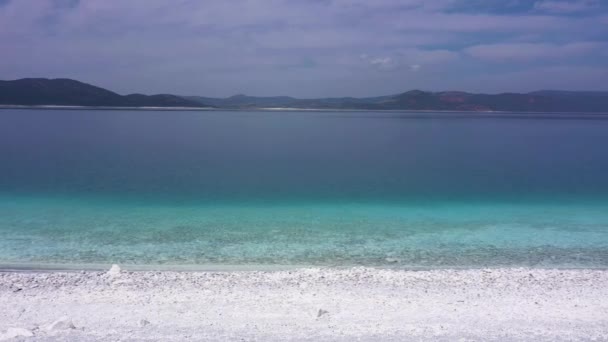 Lake Salda Coastline Sunny Day Crater Lake Burdur Province Turkey — ストック動画