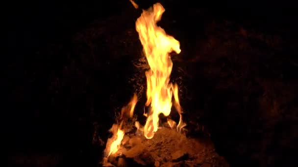 Gas Emerging Rock Burning Mount Chimaera Antalya Turkey — Stockvideo