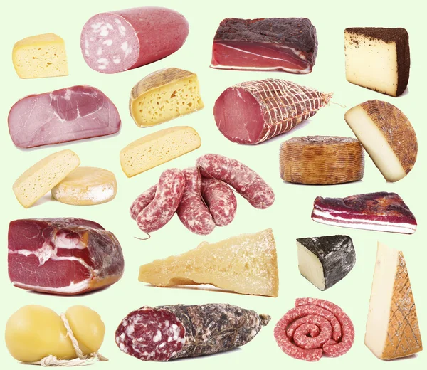 Italian cheeses and sausages — Stock Photo, Image
