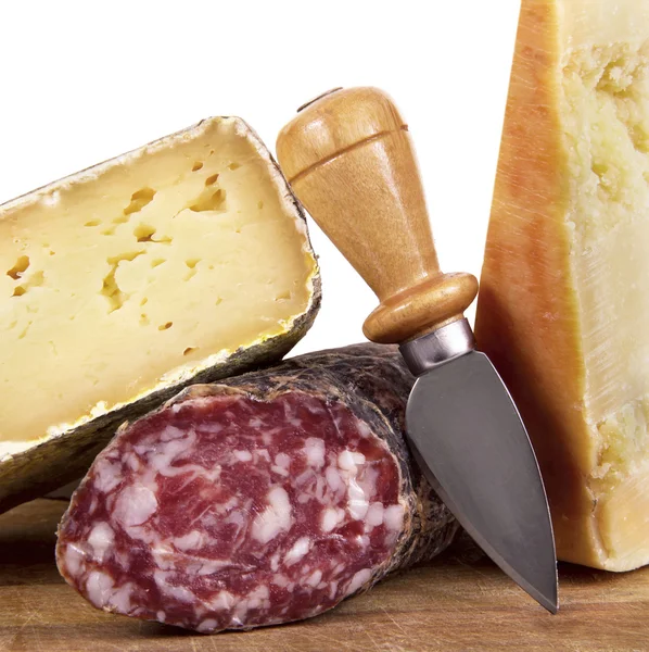 Salami y queso — Foto de Stock