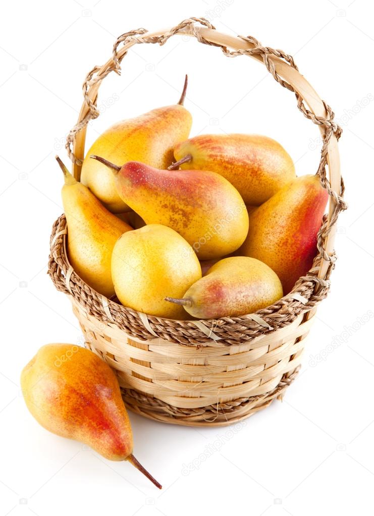 fresh pear in the basket
