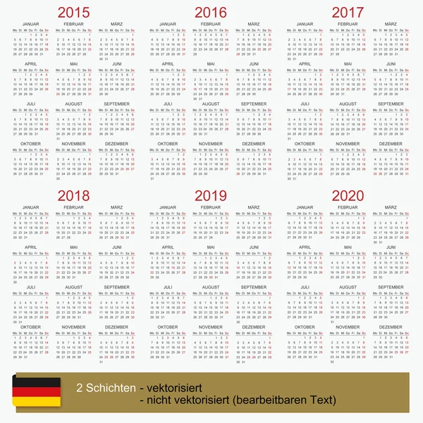 Kalendarz 2015-2020 — Zdjęcie stockowe