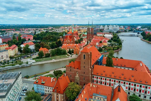 Wroclaw city panorama. 공중에서 바라본, 브로 클루에 있는 옛 마을 — 스톡 사진