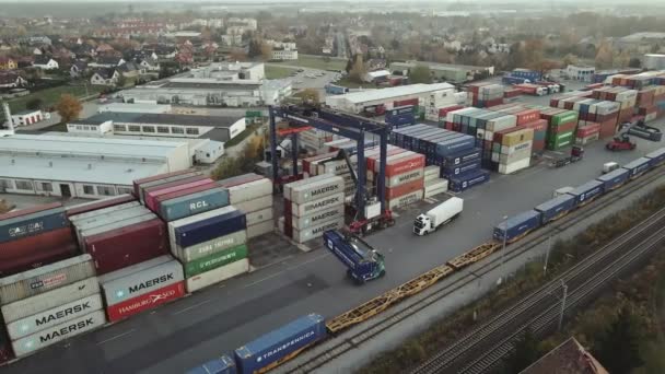 Containerlagret, flygvyn. Sjöfart och logistik — Stockvideo