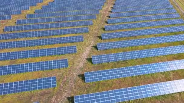 Solar panels farm in the field — Stock Video