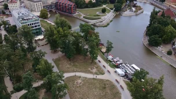 Breslavia panorama della città. Centro storico di Breslavia, vista aerea — Video Stock