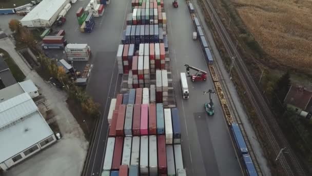 Containerlagret, flygvyn. Sjöfart och logistik — Stockvideo