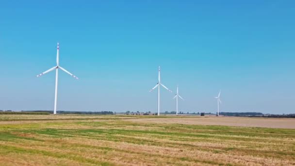 Renewable energy, windmill turbine in the field — Stock Video