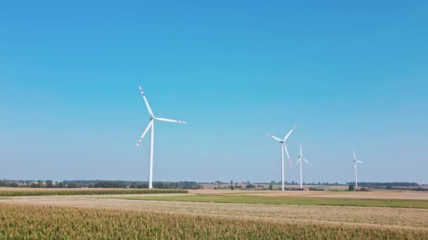 Energía renovable, turbina eólica en el campo — Vídeo de stock