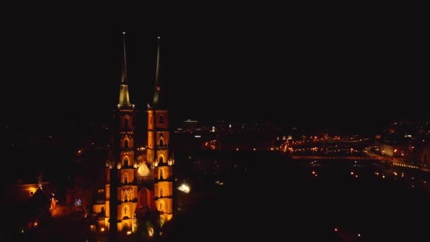 Stadsgezicht van Wroclaw panorama in Polen, luchtfoto — Stockvideo