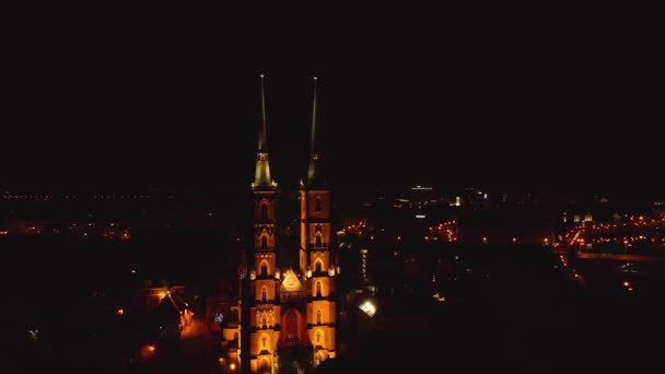 Cityscape of Wroclaw panorama in Poland, aerial view — Stock Video