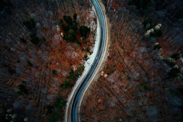 Winding Road Forest Landscape Curvy Highway Countryside Aerial View — Stock Photo, Image