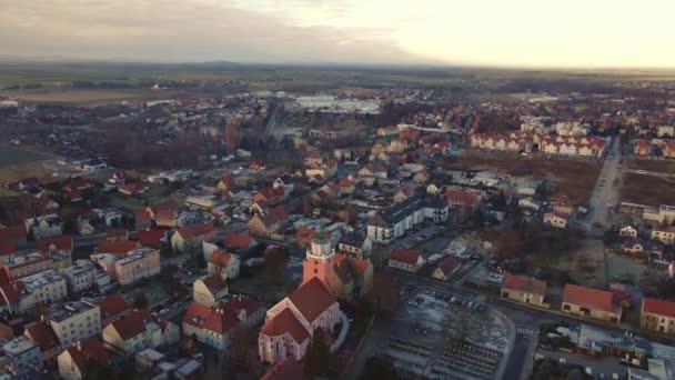 Aerial panorama of small european town — Stock Video