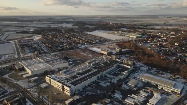 Moderna Zona Industrial Con Fábrica Cerca Del Distrito Residencial Ciudad — Vídeos de Stock