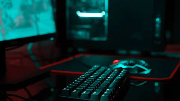 Com Teclado Rgb Para Jogos Computador Jogos Vídeo Com Fundo — Fotografia de Stock