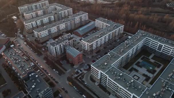 Bostadsområde Europa Stad Flygbild Stadsbilden Stadsdelen Wroclaw Polen — Stockvideo