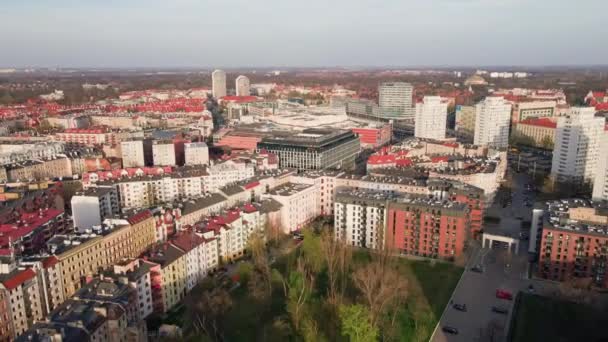 Residential area in Wroclaw city, aerial view — Vídeos de Stock