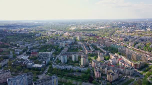 Панорама Вроцлава, вигляд з повітря. Cityscape of modern european city — стокове відео