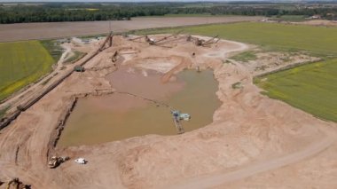 Kum madenciliği fabrikası, hava manzarası.