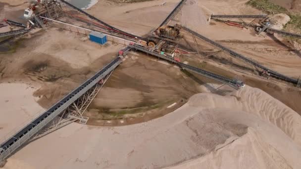 Factory Sand Mining Aerial View Plant Quartz Extraction Quarry Getting — Stock Video