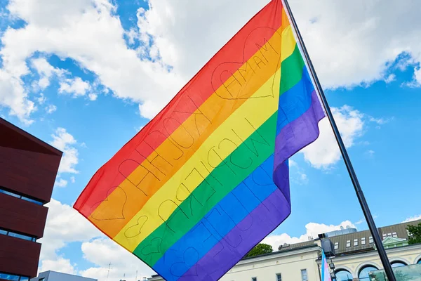 Lgbtq Duhové Vlajky Přehlídce Pýchy Tolerance Rozmanitost Koncepce Genderové Identity — Stock fotografie