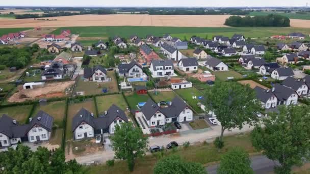 Aerial View Modern Suburban Neighborhood Small European Town Residential District — Stock Video