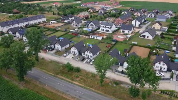 Aerial View Modern Suburban Neighborhood Small European Town Residential District — Video Stock