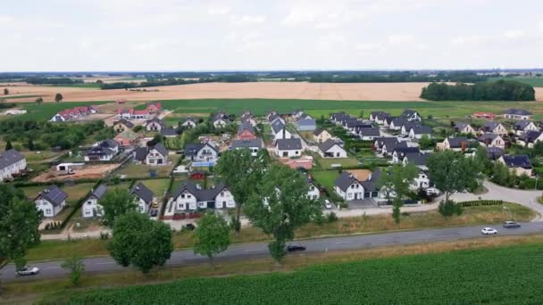 Aerial View Modern Suburban Neighborhood Small European Town Residential District — Stock video