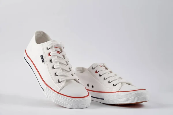 Pair Female Big Star Brand Casual Shoes White Background Close — 图库照片