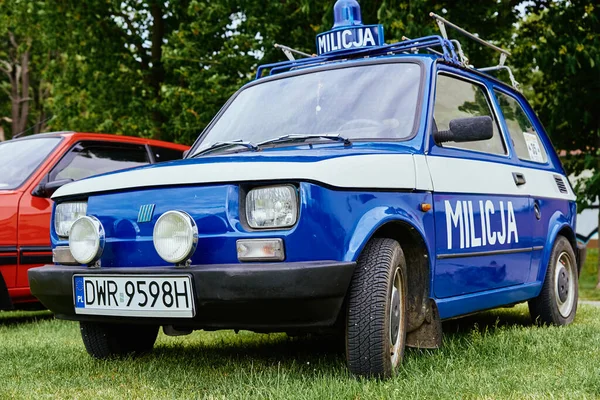 Old Blue Police Car Car Show Poland Katy Wroclawskie Poland — Stok fotoğraf