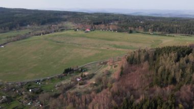 Panoramic view of countryside area in Poland, Aerial view of rural area at autumn season
