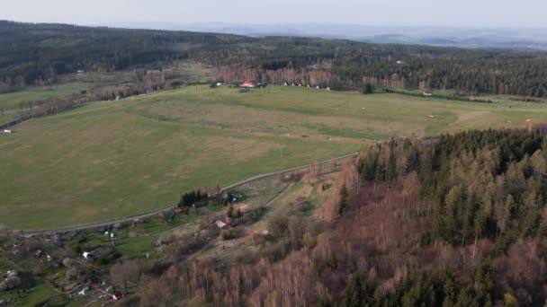 Panoramic View Countryside Area Poland Aerial View Rural Area Autumn — Video
