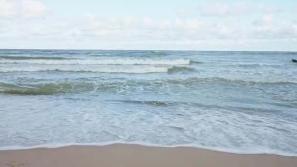 Landscapes View Beach Sea Sand Sky Cloudy Day Baltic Sea — Vídeos de Stock