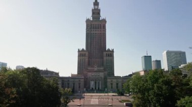 Aerial view of Palace of Culture and Science at summer day in Warsaw, Poland. Warshawa cityscape