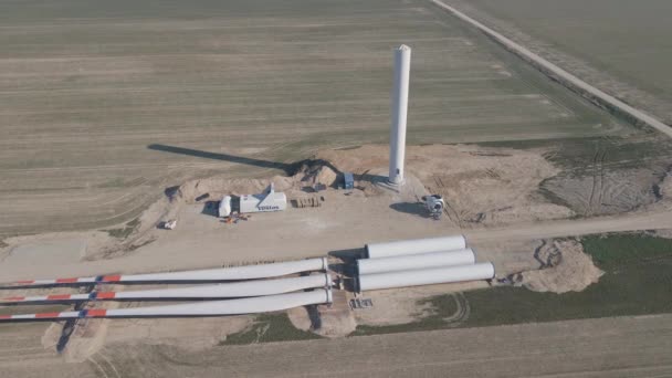 Installazione Turbine Eoliche Vestas Wind Systems Sviluppo Delle Energie Rinnovabili — Video Stock