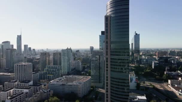 Warsaw City Panorama Aerial View Cityscape Modern Skyscrapers Warsaw Poland — Wideo stockowe