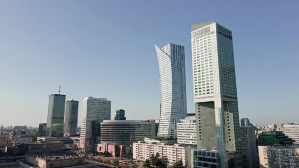 Warsaw City Panorama Aerial View Cityscape Modern Skyscrapers Warsaw Poland — Stock Video