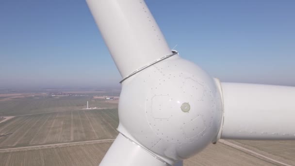 Gros Plan Sur Les Éoliennes Sur Terrain Énergies Renouvelables Base — Video